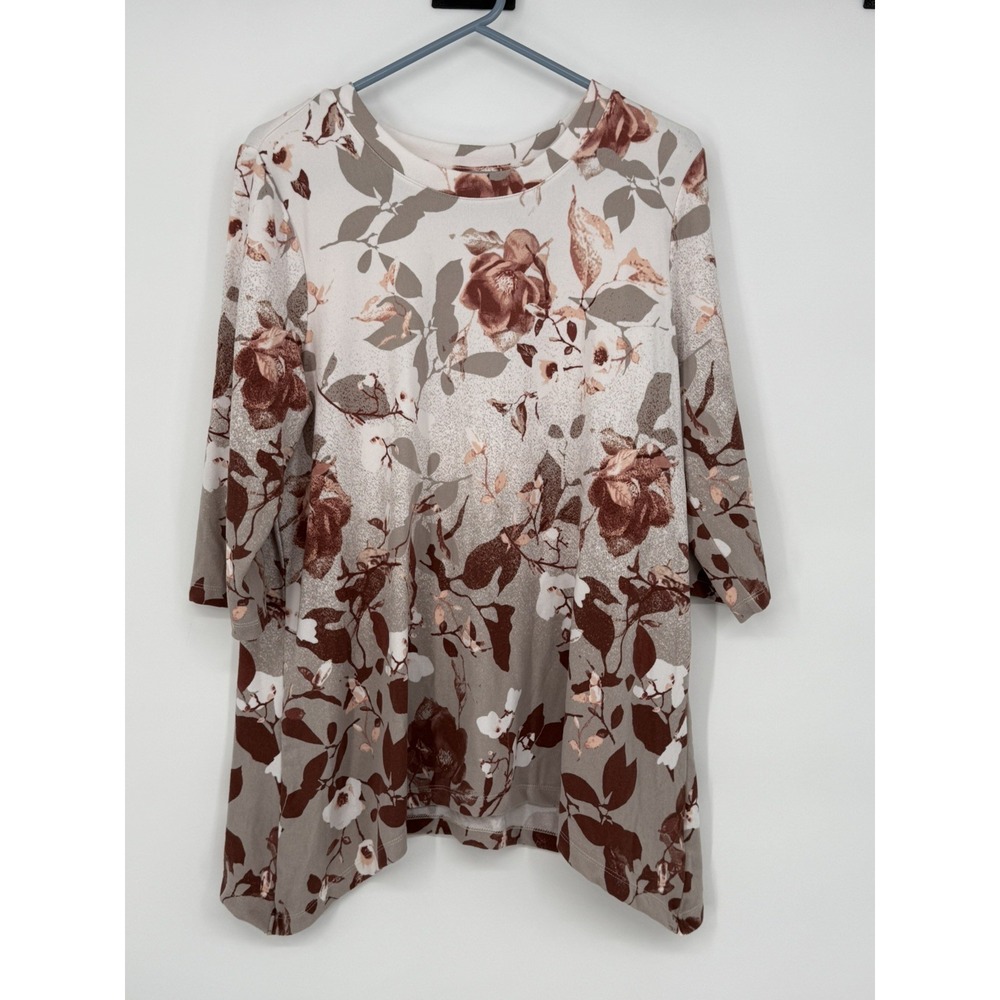 Denim & Co. 3/4 Sleeve Women's Top Large Petite